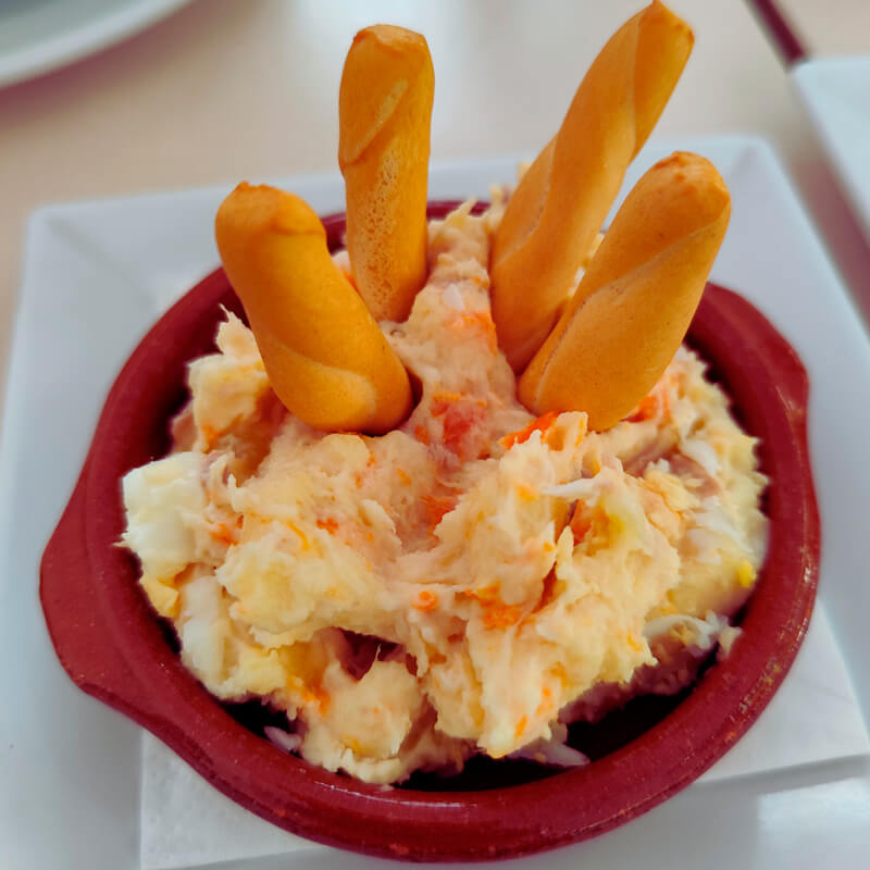 Russian Salad with Prawns - Abanico Restaurant Estepona Russian Salad with Prawns - Abanico Restaurant Estepona