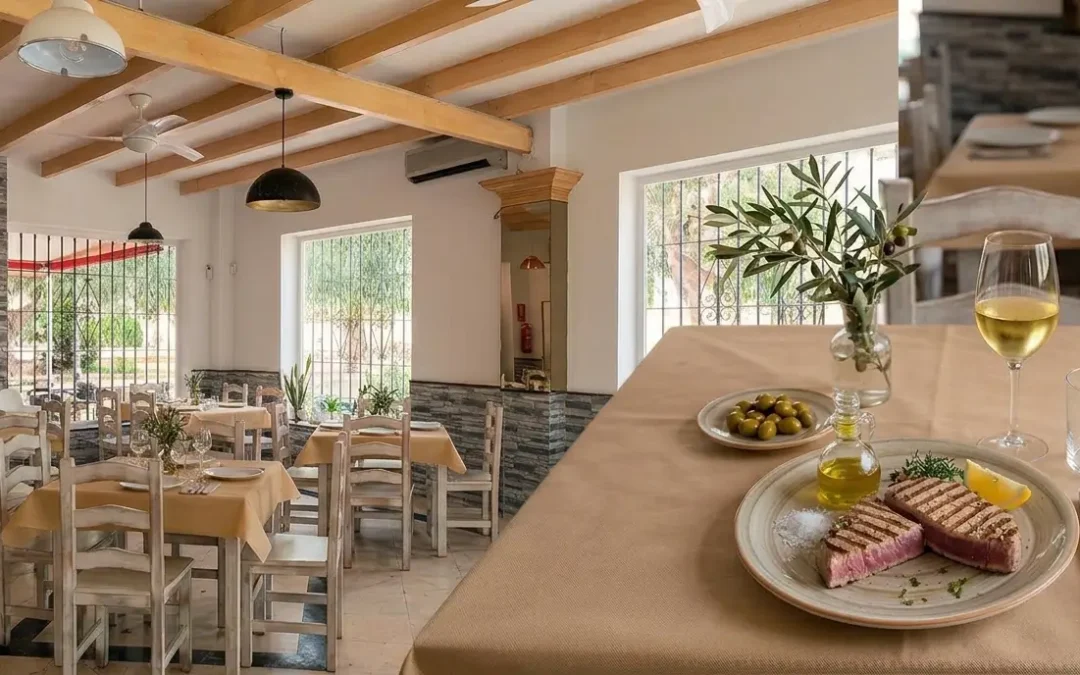 Atún a la parrilla con vino blanco en el interior del Restaurante Abanico en Estepona